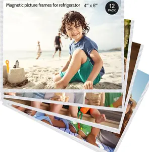 Vivinin Magnetic Picture Frame, 12 Pack Magnetic Frame Reusable, Magnetic Photo Frames for Refrigerator 4X6” with White Border, Refrigerator Magnets for Pictures Suitable Home, School, Office vivinin