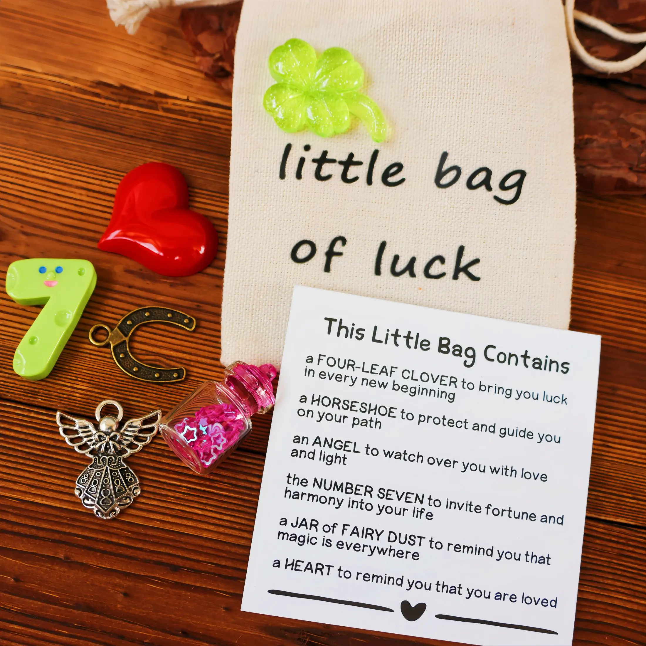 Little Bag of Luck Charm - Four Leaf Clover Keepsake, Perfect for Good Vibes, Festive & Special Occasions like Christmas, New Year, Valentine's Day | Ideal Friendship Commemorative Gift & Party Favor, Lucky Charm Series