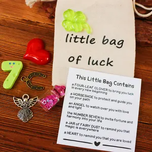 Little Bag of Luck Charm - Four Leaf Clover Keepsake, Perfect for Good Vibes, Festive & Special Occasions like Christmas, New Year, Valentine's Day | Ideal Friendship Commemorative Gift & Party Favor