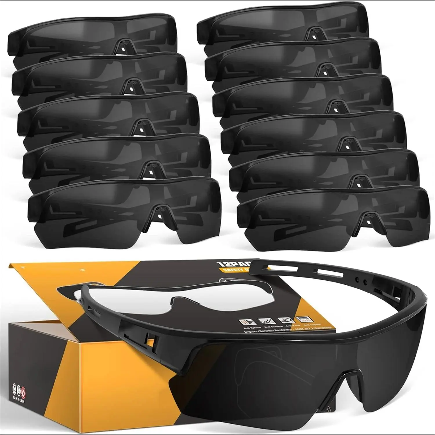 ANSI Z87.1+ UV400 Tinted Eye Protection Glasses for Men and Women, Impact-Resistant Anti-Scratch Goggles for Construction Tools Home Improvement Work Safety