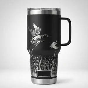 Duck Hunting Tumbler 20oz 40oz, Stainless Steel Vacuum Insulated Travel Mug, Outdoor Hunting Cup with Handle