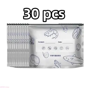 30 Pcs Multi Size Stand Up Thick Reusable Aluminum Foil Food Storage Bags, Heavy Duty Leakproof Zipper Pouches, Airtight Tear Resistant Insulated Kitchen Bags for Camping Outdoor Meat fathersdaygift