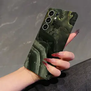 Fashion Mistys Forests Green Marble Protective phone case suitable for Samsung Galaxy S25 S24 S23 S22 FE Ultra Plus 4G 5G lens protection, shock resistant hard PC back cover