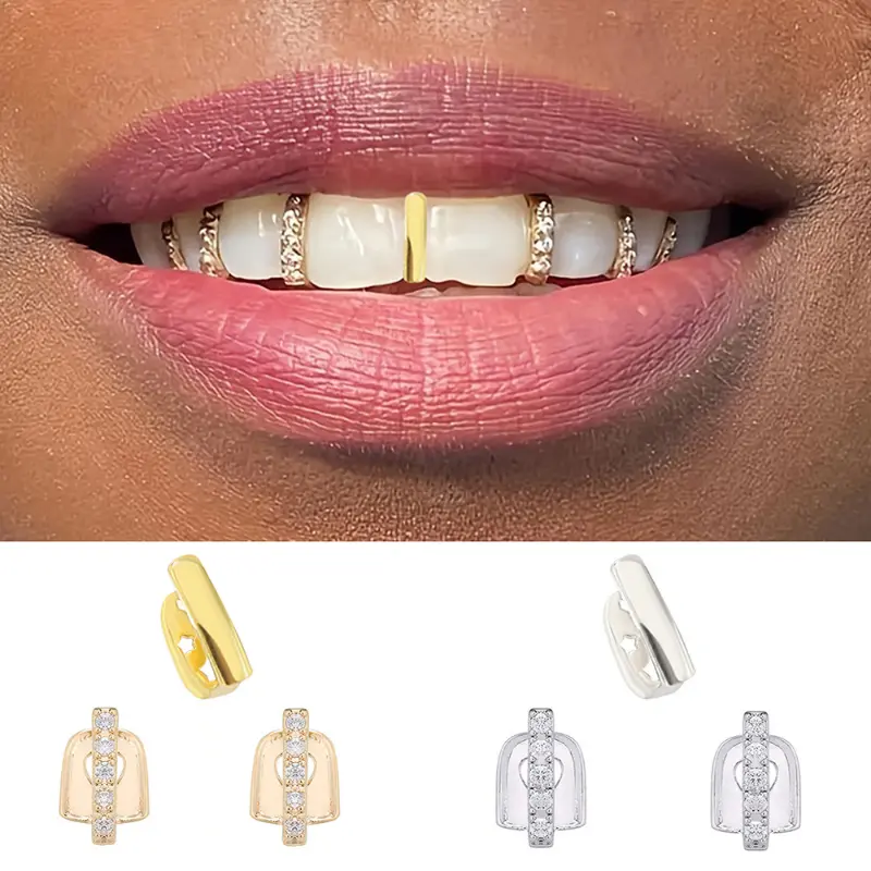 Teeth Grills Three Piece Set New Product Hot Selling Combination Teeth DIY Hip Hop HIPHOP Real Gold Teeth Grills