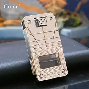 Luxury CHIEF Brand Vintage Windproof Metal Lighter Exquisite Gift for Him Perfect Birthday Anniversary Present for Boyfriend Husband Dad (Without fuel)