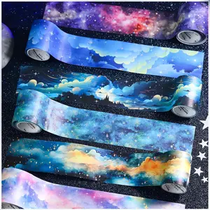 6 Rolls of Cloud Washi Tape Stickers Sets for Junk Journal Supplies, Star Themed Journal Stickers for Scrapbooking, Journaling, Planer (Rainbow)