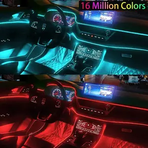 6M Car RGB Interior Ambient LED Strip Light 5 in 1 16 Million Colors APP Music Control Sound Active Effects Universal for All Cars and Trucks,summervibes