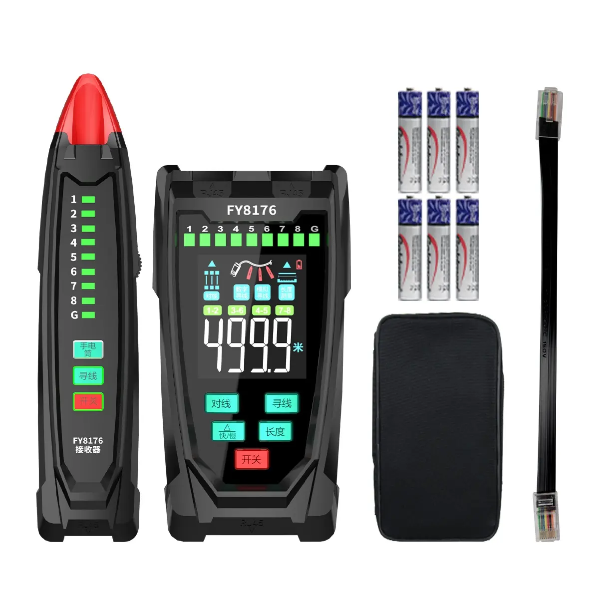 2-in-1 Network Cable Tester, Handheld Ethernet Tester with Flashlight & Audible-Visual Alarm, Cable Trace/Length/Breakpoint/Wiring Test,  POE Live Check, Ideal for Network Technicians, Installers, Home/Office/IT Maintenance