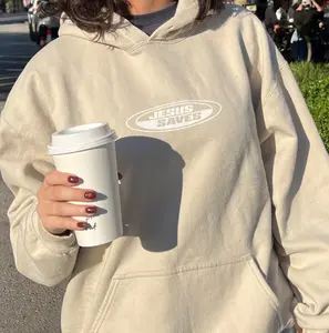 JESUS SAVES HOODIE, SAND, Unisex Menswear Womenswear Top, Retro Style Streetwear