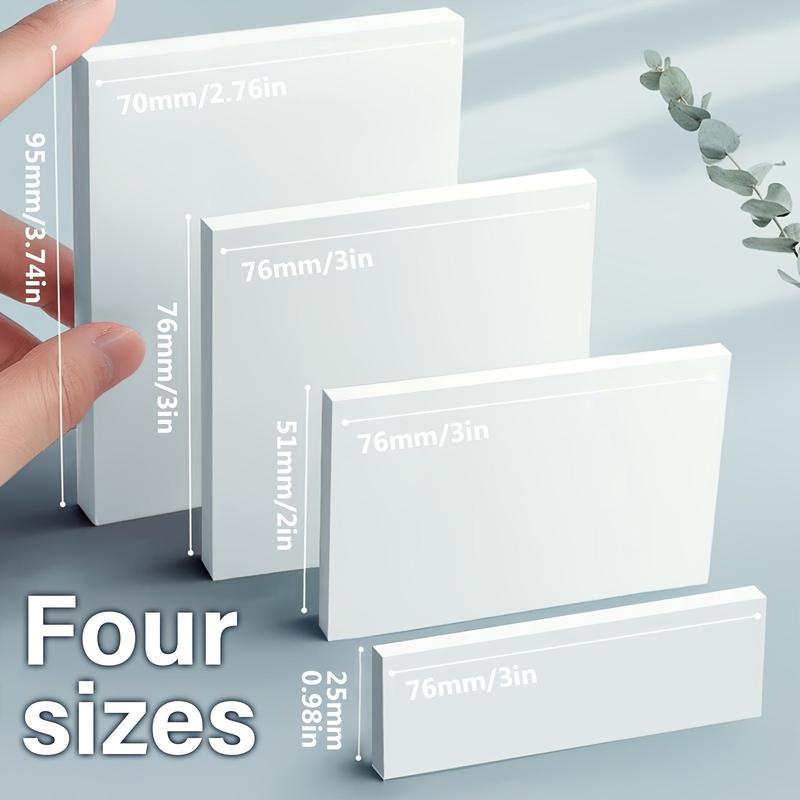 Transparent Sticky Notes Note Pad - 8pcs Set with 4 Sizes, Crystal Clear PET Self-Stick Notes for Reading, Studying & Office Annotation, Waterproof & Wrinkle-Free