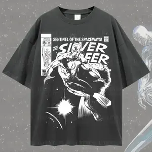 Vintage Silver Surfer Comic T-Shirt Fantastic Four Comic Tee Comics Shirt WDW T Shirt Galactus Fantastic, Trendy Regular Workout Shirt , For Men, For Women
