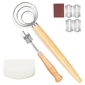 Danish Dough Whisk - Bread Making Tools and Supplies, Danish Sourdough Whisks, Dutch Whisks for Dough, With Dough Scraper Sourdough Cutter, Lame Doughs Scoring Tool Blades - Home Improvement.