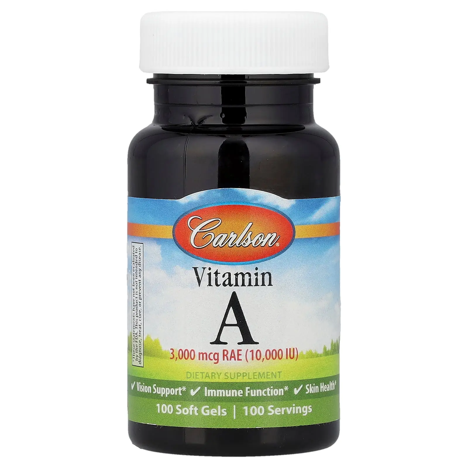 Carlson Vitamin A, 3,000 mcg RAE (10,000 IU), 100 Soft Gels