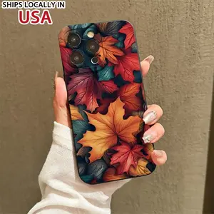 Autumn Leaf Pattern Phone Accessories for iPhone 11 12 13 14 15 Pro Max Fashion Anti-fall Protective Case