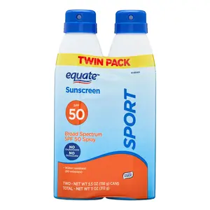 Equate Sport Broad Spectrum Sunscreen Spray, SPF 50, Twin Pack
