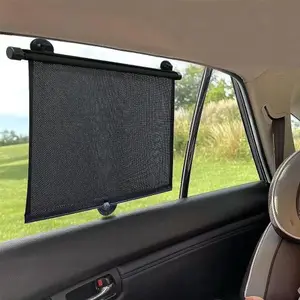 Retractable window shades, UV protection, heat shield with suction cups, adjustable sunscreen for car side windows, Retractable sunshade car