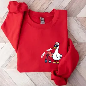 Goose Nurse Sweatshirt T-Shirt, Cuff Em Nurse Practitioner Shirt, ER Nurse Shirt, Nursing Graduation Gift Sweater, Cute Nurse Tee, Christmas Hoodie
