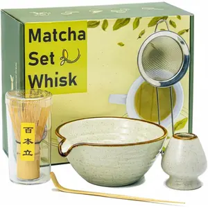 Matcha Whisk Set,Matcha Set,Matcha Kit,Matcha Bowl with Spout,Scoop,Sifter, Whisk,Chasen Holder, Gifts for Women Grifend,Gifts for Christmas, Birthday,Halloween