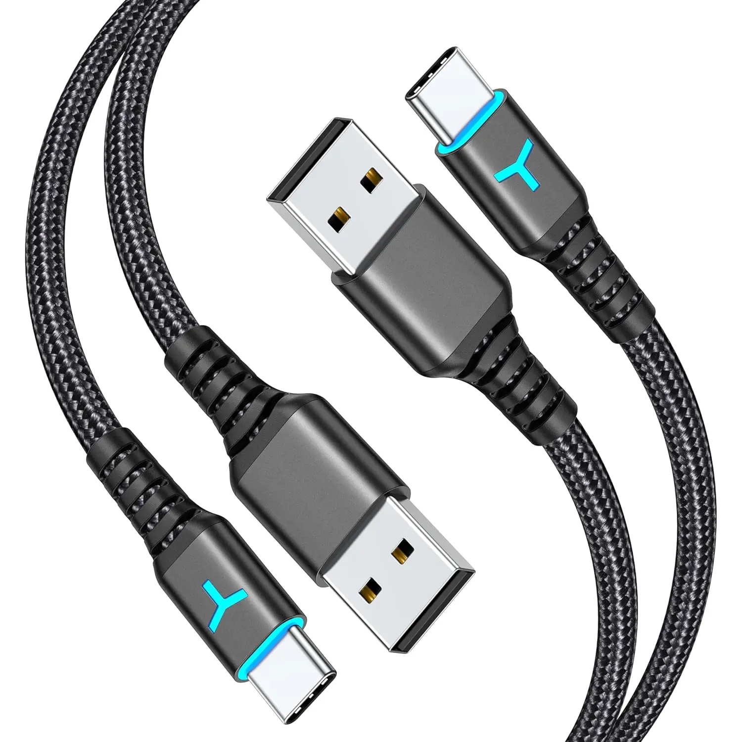 2 Pack 10FT PS5 Controller Charger   with LED , Nylon Braided Fast  Data Sync USB Type C Cord for  Series X/Series S  Controller