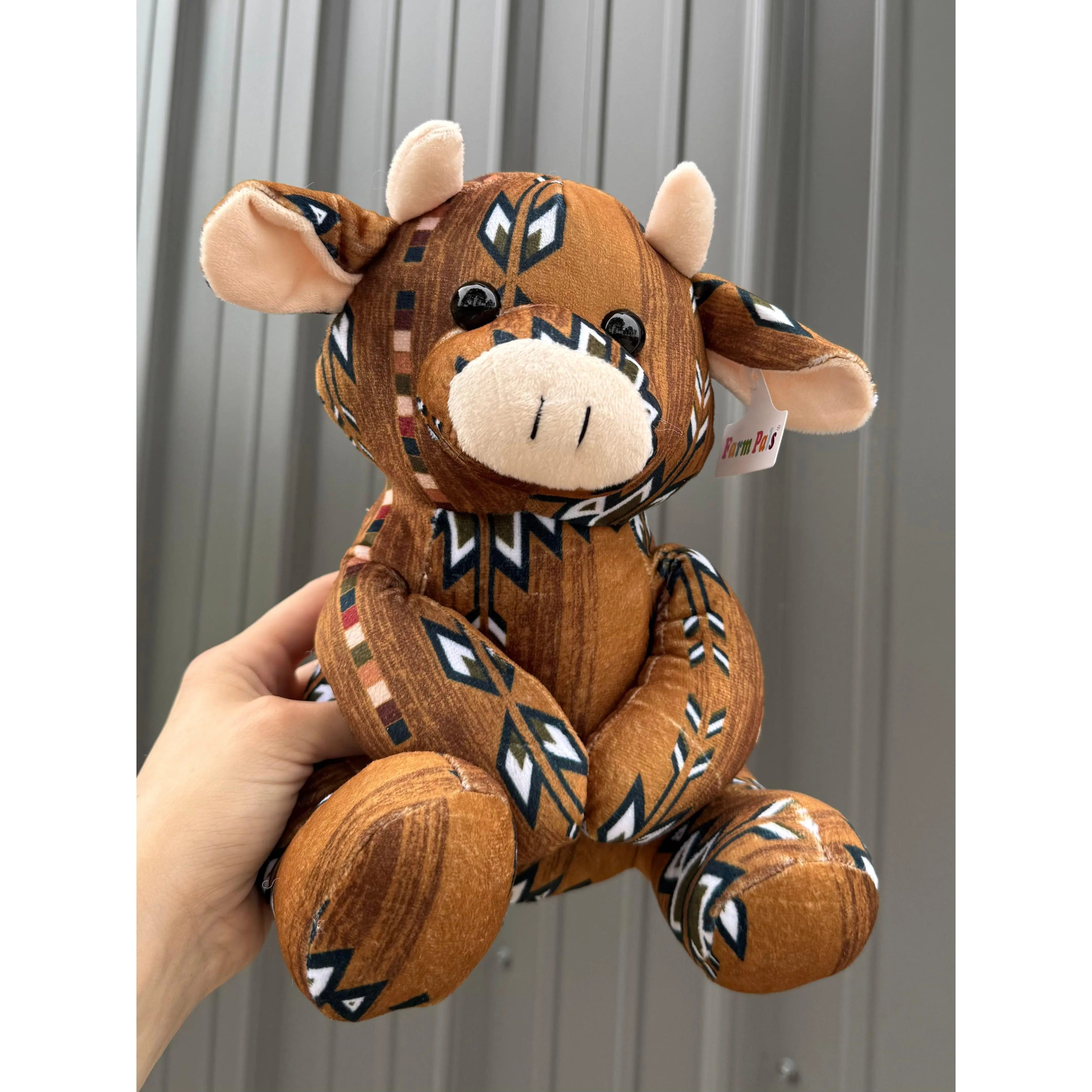 Brown Aztec Sitting Cow Plushie