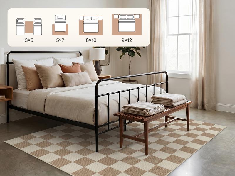 Tribesigns Checkered 5x7 Washable Area Rugs for Bedroom, Soft Non-Slip Brown Rug for Bedroom Dining Room, Geometric Indoor Throw Carpet for Entryway Office Playroom, Oeko-Tex Certified