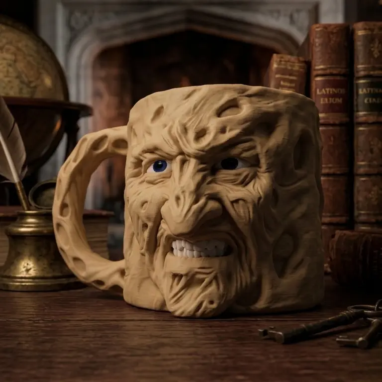Dream Demon Horror Ice Cream Pint Holder - Retro Slasher Movie Pint Mug with Rear Spoon Storage