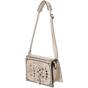 Spellbinder Shoulder Bag with Cat Pentagram and Occult Symbols Handbag - Black or Off-White - One Size