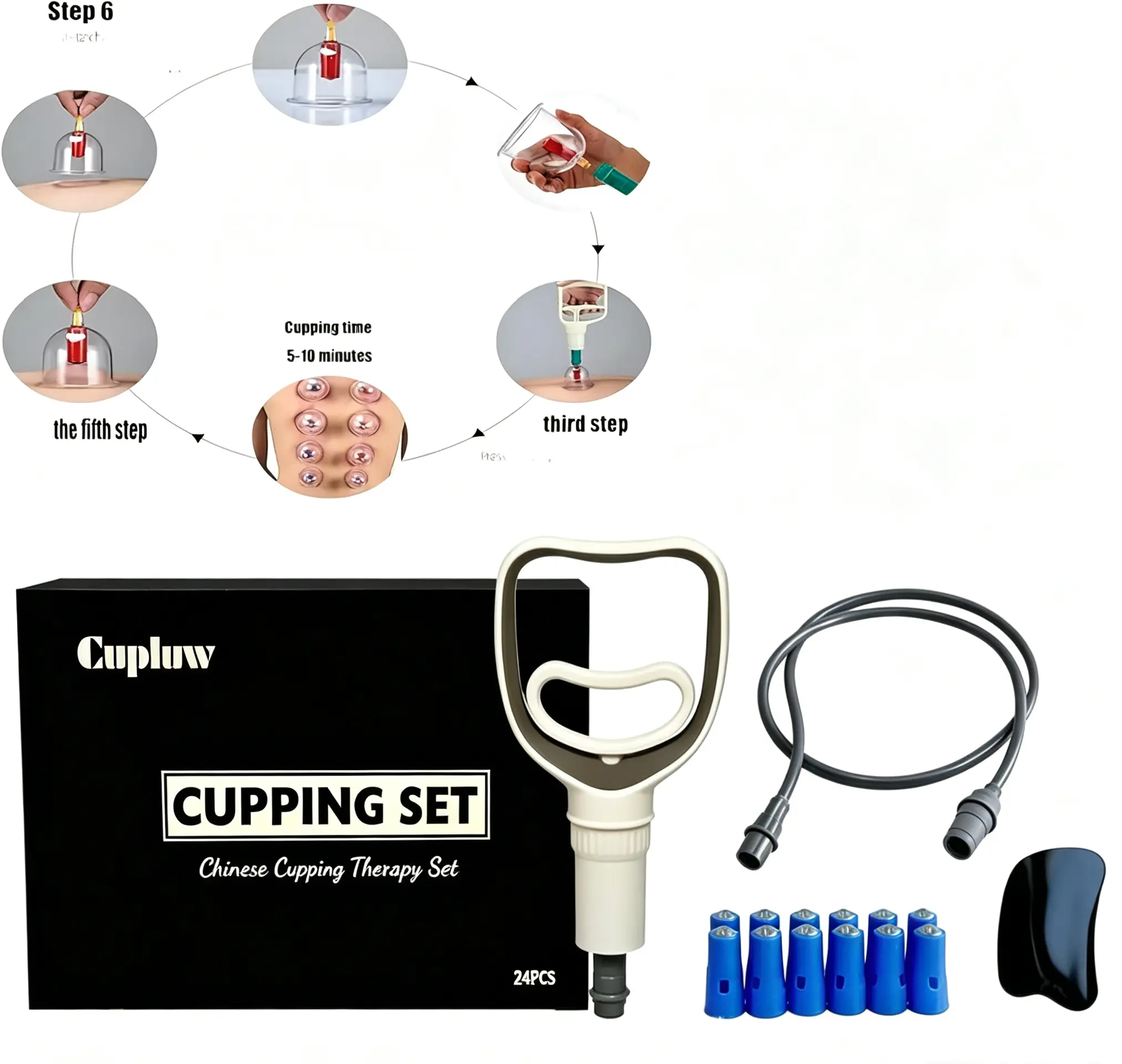 24 Cups Magnetic Vacuum Cupping Therapy Set with Manual Pump, Professional Chinese Cupping Kit for Muscle Pain Relief, Cellulite Reduction, Full Body Home Spa Massage Tools for Family Self Care