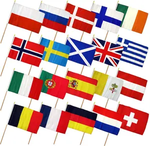 Wooden European Stick Flags, 12x18in Set of 20, Festive & Party Supplies for Home Backdrops