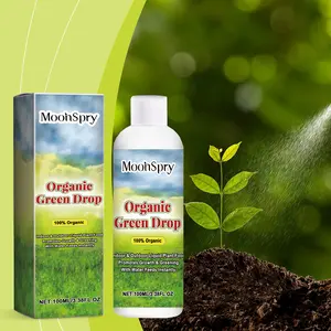 MoohSpry Organic Green Drop Plant Growth Liquid 100ml Fertilizer with Glycerin Panthenol & Sodium PCA for Indoor Outdoor Plants