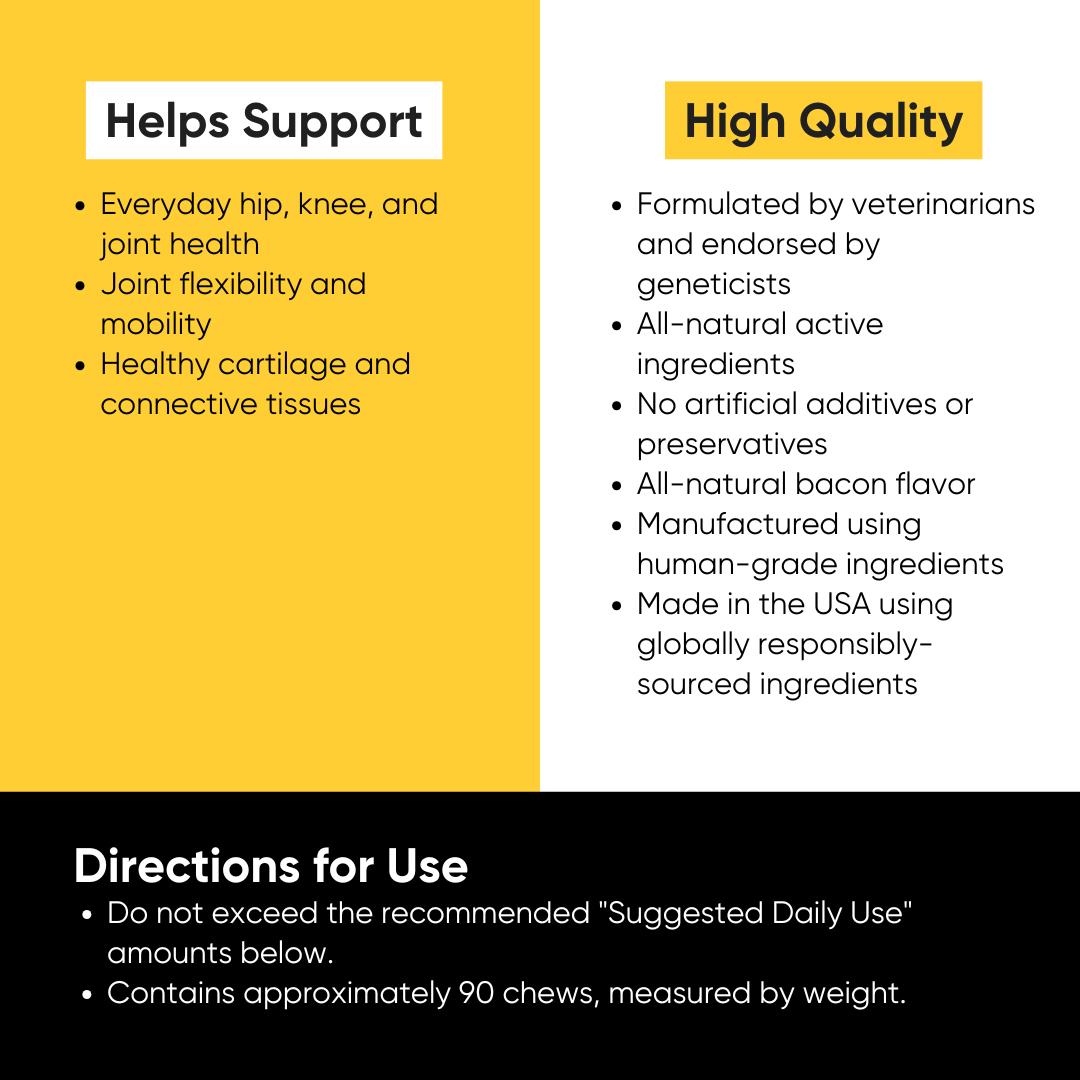 Embark Joint - Hip & Joint Support for Dogs - Vet-Backed Chews for Mobility & Comfort - Natural Ingredients & Bacon Flavor Supplements
