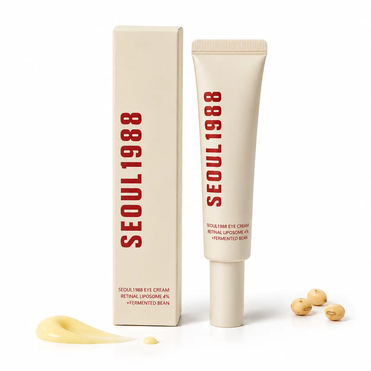 Retinal Eye Cream 30ml with 4% Retinal Liposome Complex and Fermented Bean, Lightweight Night Eye Cream for Smoother, Brighter and Refreshed-Looking Skin