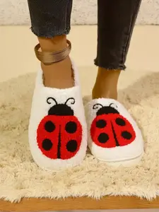 Women's Fall Winter Cartoon Pattern Home Slippers, Fluffy Home Slippers, Warm House Slippers, Plush Lining Non-Slip Indoor Cotton Shoes, Cute Fabric Upper Rubber Sole
