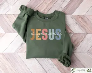 Jesus The Way The Truth The Life Sweatshirt, Womens Religious Tshirt, Faith Sweater, Christian Crewneck, Bible Verse Tee, Jesus Lover Gift