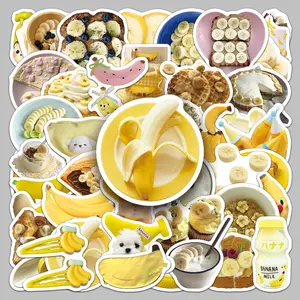 50pcs banana style cute cartoon small fresh creative sticker diy glass desktop photo album waterproof sticker Sticker Sheets