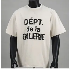 Gallery dept short sleeves front rear classic letter logo print loose T-shirt, Graphic Tees Casual for Men and Women Black Round Neck Cotton Menswear Classic Sublimation Underwear Top