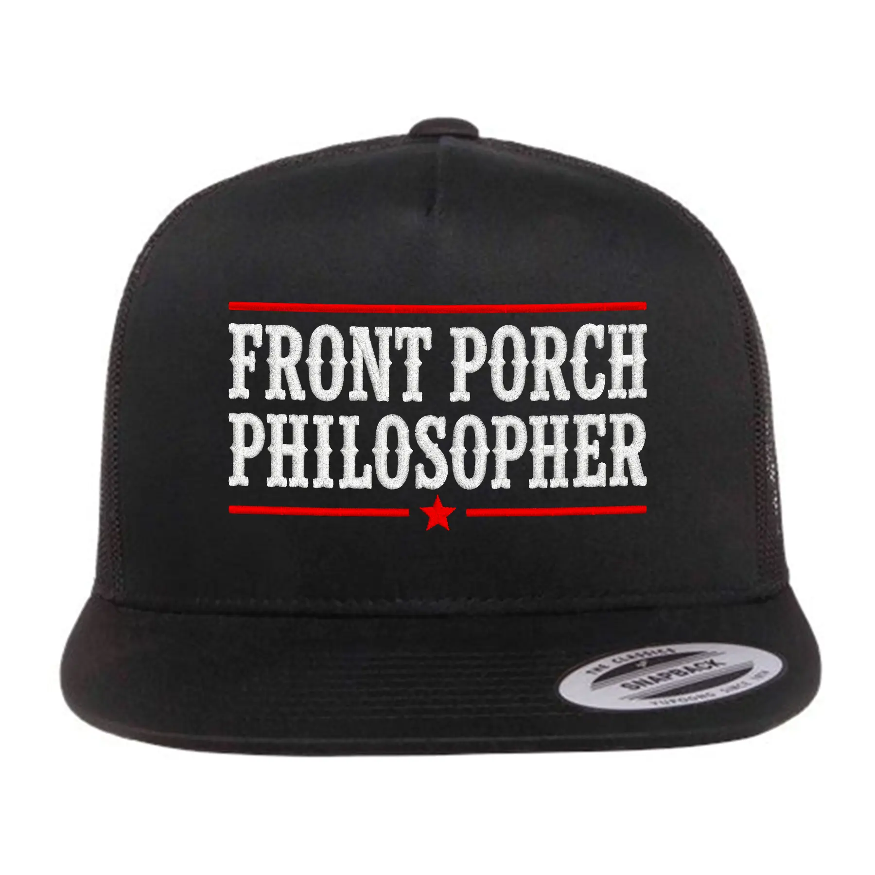 Front Porch Philosopher Richardson Embroidered Snapback Cap, Casual Cap, Polyester/Cotton Fabric, Ideal for Daily Commute