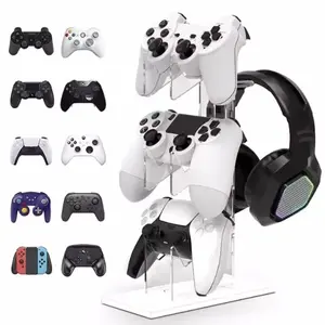 Game Controller Stand For Playstation 5 4 3 2 PS5 PS4 PS3 PS2 Dualsense Dualshock Switch Pro Xbox Control headphone headset gaming Accessories Holder Support mount display rack storage acrylic 3-layer transparent Aesthetic
