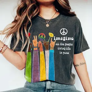 Imagine All The People Living Life In Peace Shirt - Sweatshirt - Hoodie, Beatles Song Lyrics Tee, John Lennon Music, Hippie Life, Gift For Friend