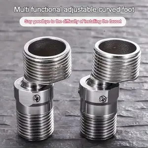 2pcs 304 Stainless Steel 360° Rotating Adjustable Elbow Valve Adapter - Curved Foot Design for Shower Faucet Installation, Leak-Proof, Corrosion-Resistant Connector, Shower Faucet Accessory, Shower Bath Accessories