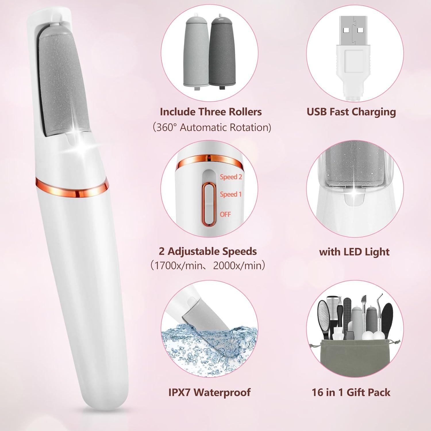 Cordless Rotary Corn & Callus Trimmer Pedicure Tools Kit - Lightweight Compact Travel Foot Treatment Tool for Adults, ABS Dead Skin Remover for Heels & Cuticles, Easy Storage All-Seasons Manicure Accessory
