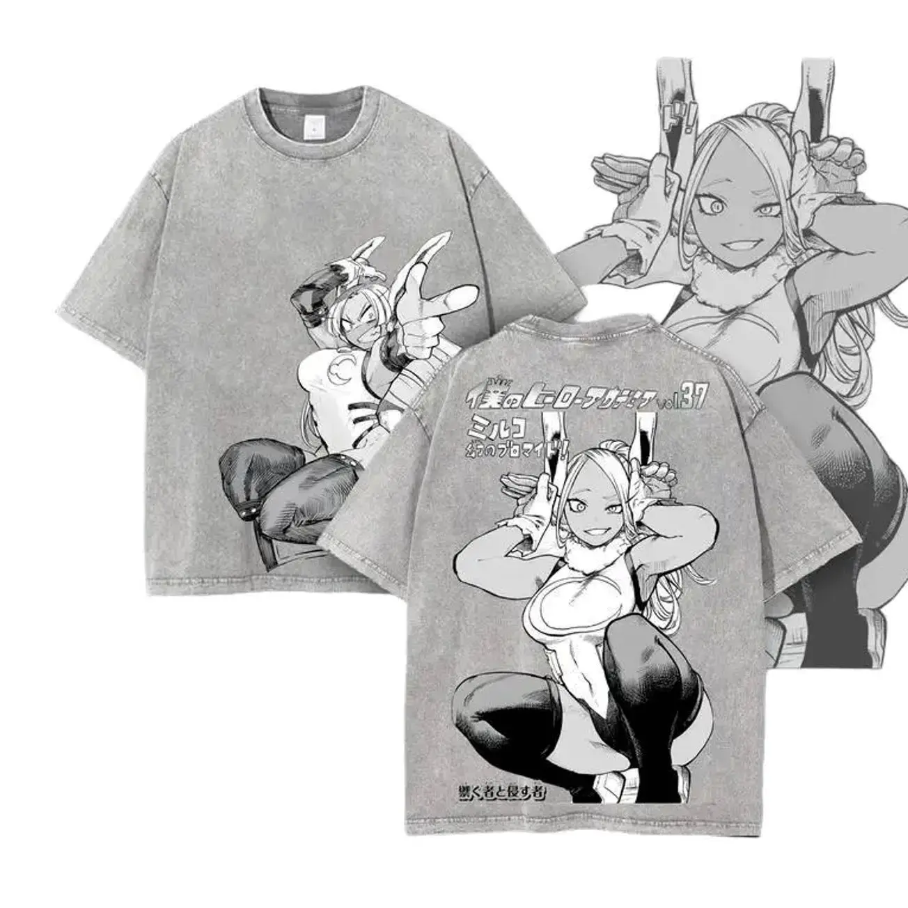 Retro Vintage Limited Mirko Boku No Hero Ver 3 - My Hero Academia Anime Double Printed Washed Tee Unisex Oversize Anime Manga Acid Washed Lightweight Cotton T-Shirt ELJ