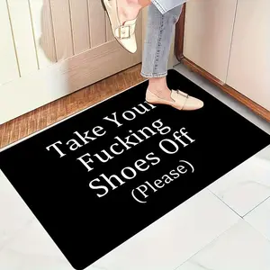 Take Off Your Shoes Funny Door Mat - Soft, Non-Slip, Machine Washable for Living Room, Bedroom, Bathroom, Kitchen - Comfortable Home Decor
