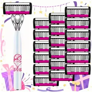 18-48 Replacement Blade+1 Handle, Suitable For Men's And Women's Shavers, Stainless Steel Manual Shaving Tool, Used For Smooth And Painless Shaving Of Hair On The Legs And Armpits, Replaceable Blades, Perfect Gift.