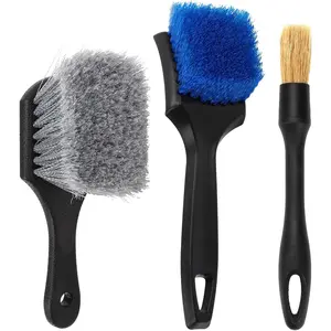 JOKG Wheel Rim Tire & Carpet Cleaning Brush Set, Soft & Stiff Bristle Wash Cleaning Supplies Kit for Car All Exterior Surface and Car Interior Cleaning Brush for Car Truck SUV RV Motorcycle (Blue)