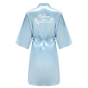 Princess Sweet 15 Years Girl Birthday Party Robes Quinceanera Robe Mis XV Bathrobe Silkly Nightgown