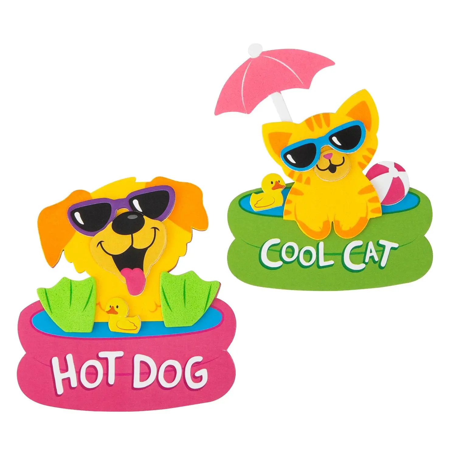 Fun Express Animals in Kiddie Pool Magnet Foam Craft Kit - 3 3/4" x 4", Makes 12