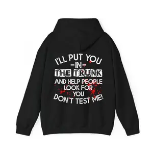 I Will Put You In The Trunk Sarcastic Hoodie Casual Street Style Fleece Fabric Pullover Hooded Sweatshirt for Women , Perfect Gift