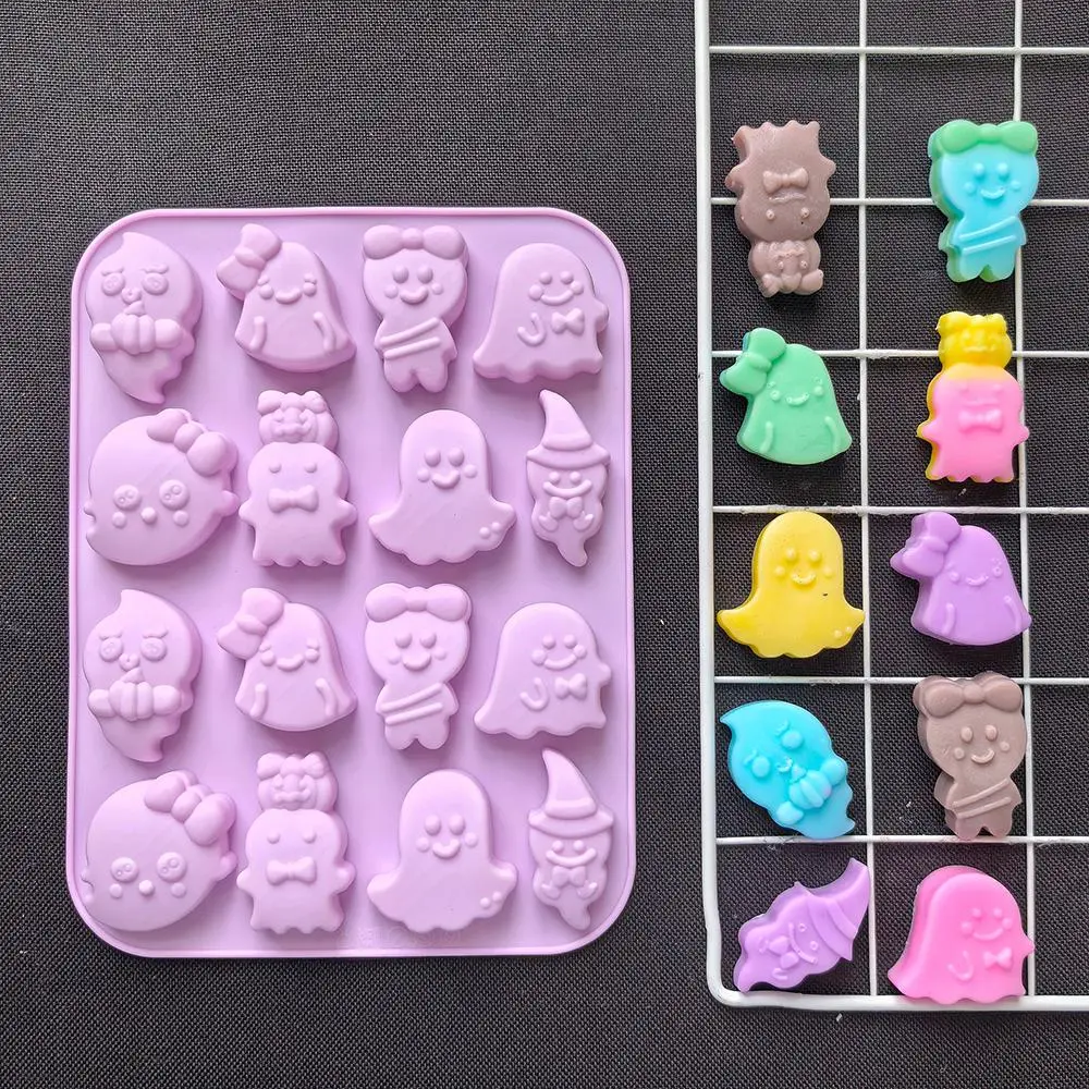 16-cavity Ghost Shaped Silicone Mold, 1 Count DIY Soft Candy Chocolate Mold, Baking Mold for Home Kitchen Party, Silicone Baking Molds