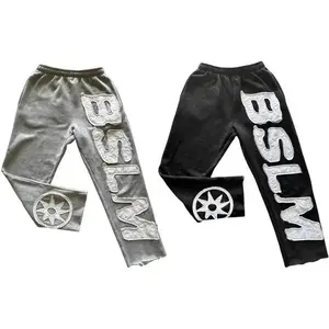American Retro Sweatpants Y2K Clothes Mens Womens Harajuku Hip Hop Letter Embroidery Patch Oversized Sweatpants Casual Jogg Pant